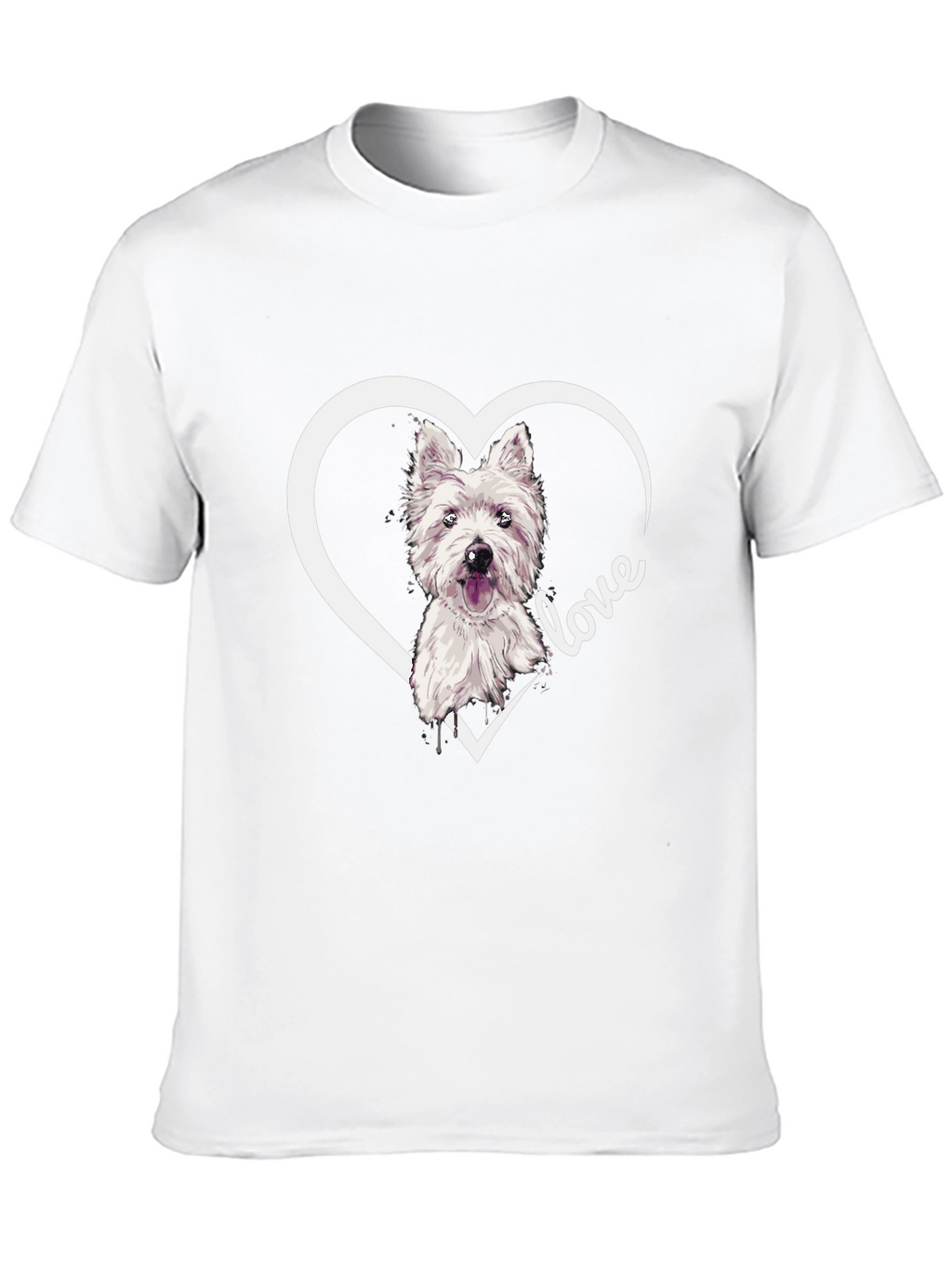 Westie Dog Love Heart T-Shirt - Black