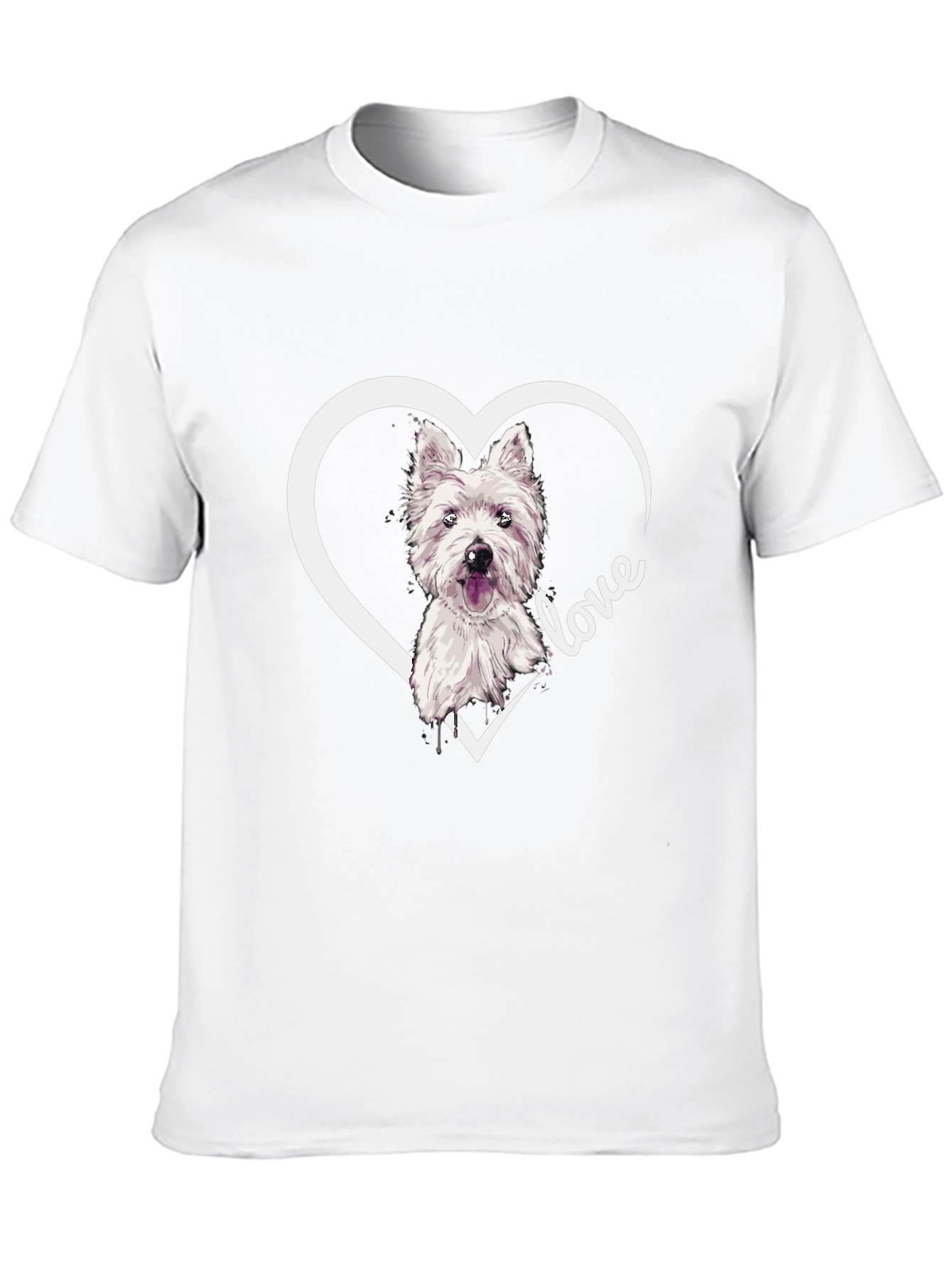Westie Dog Love Heart T-Shirt - Black