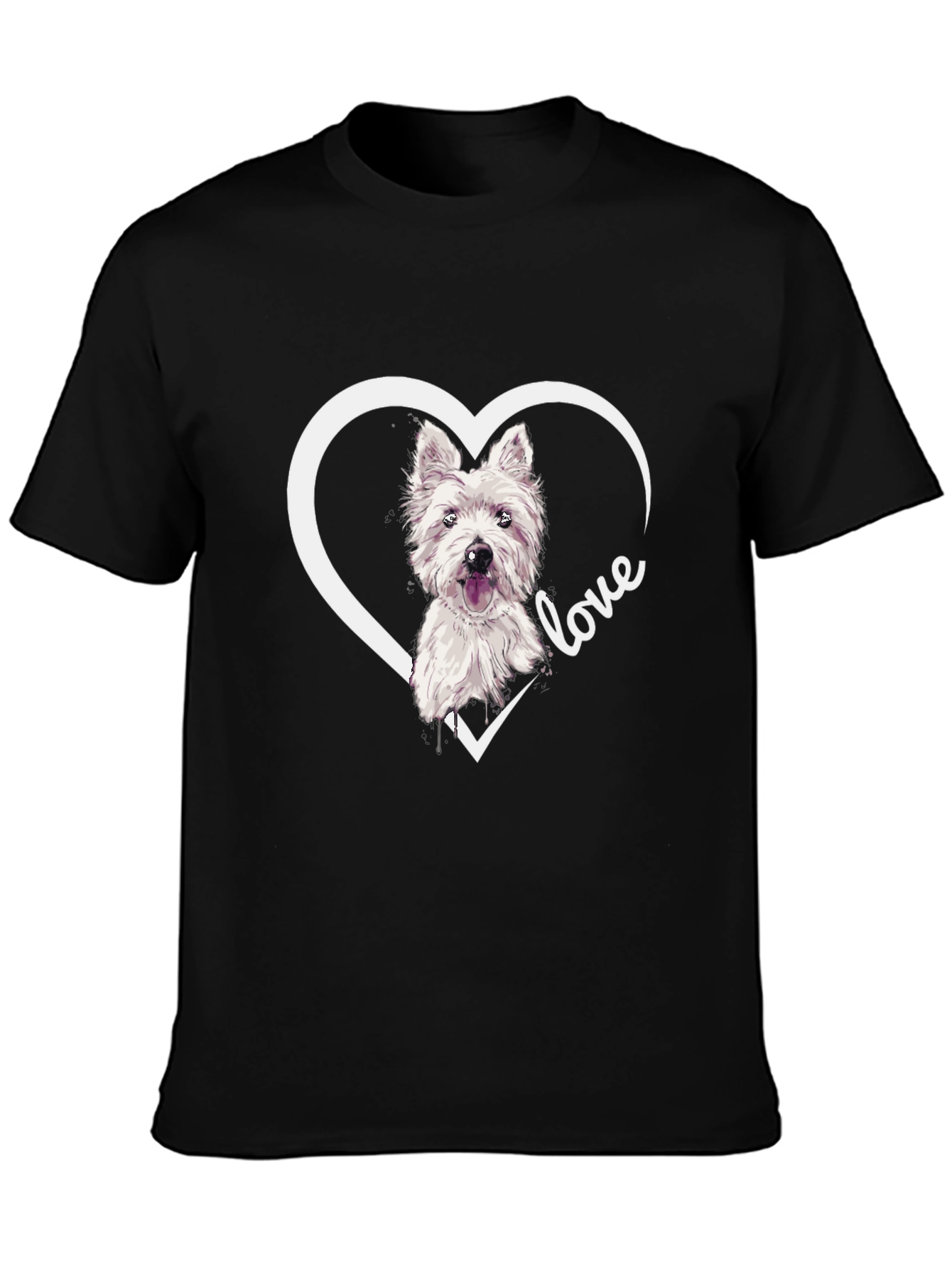 Westie Dog Love Heart T-Shirt - Black