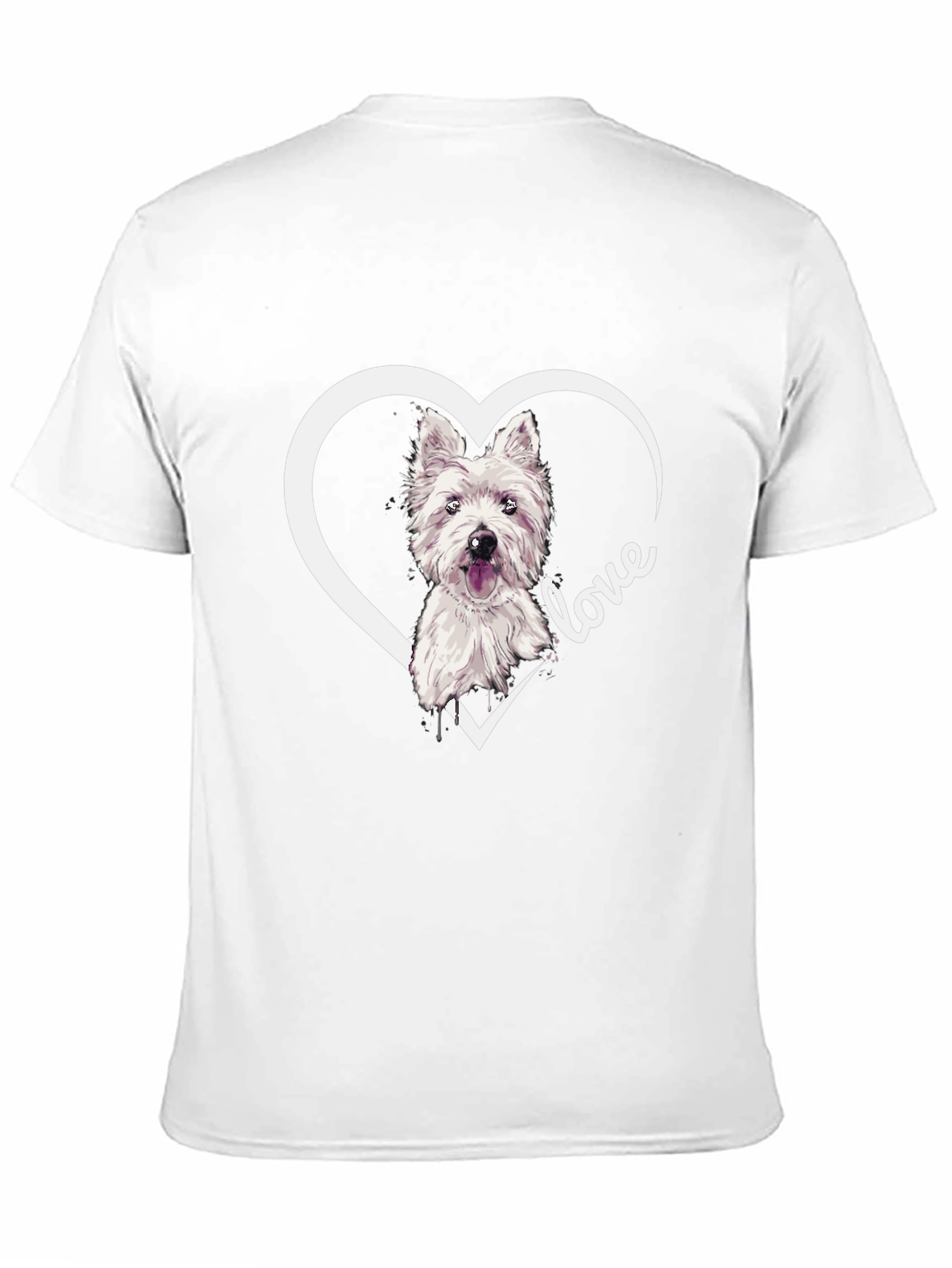 Westie Dog Love Heart T-Shirt - Black