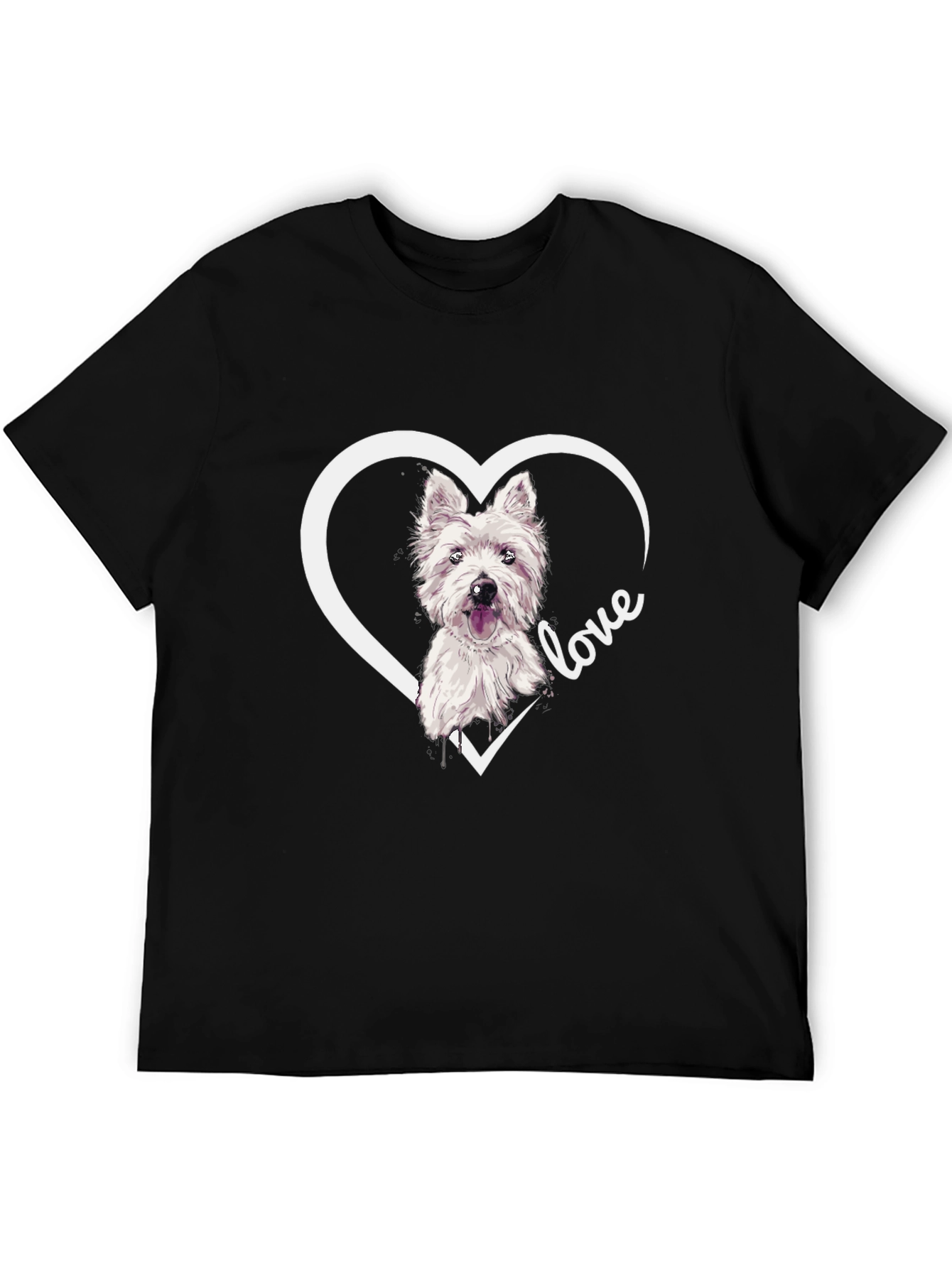 Westie Dog Love Heart T-Shirt - Black