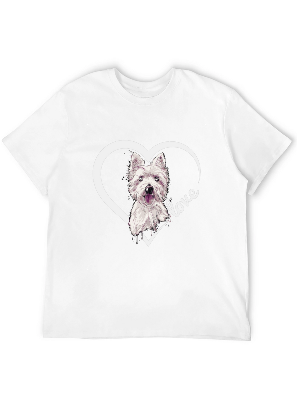 Westie Dog Love Heart T-Shirt - Black