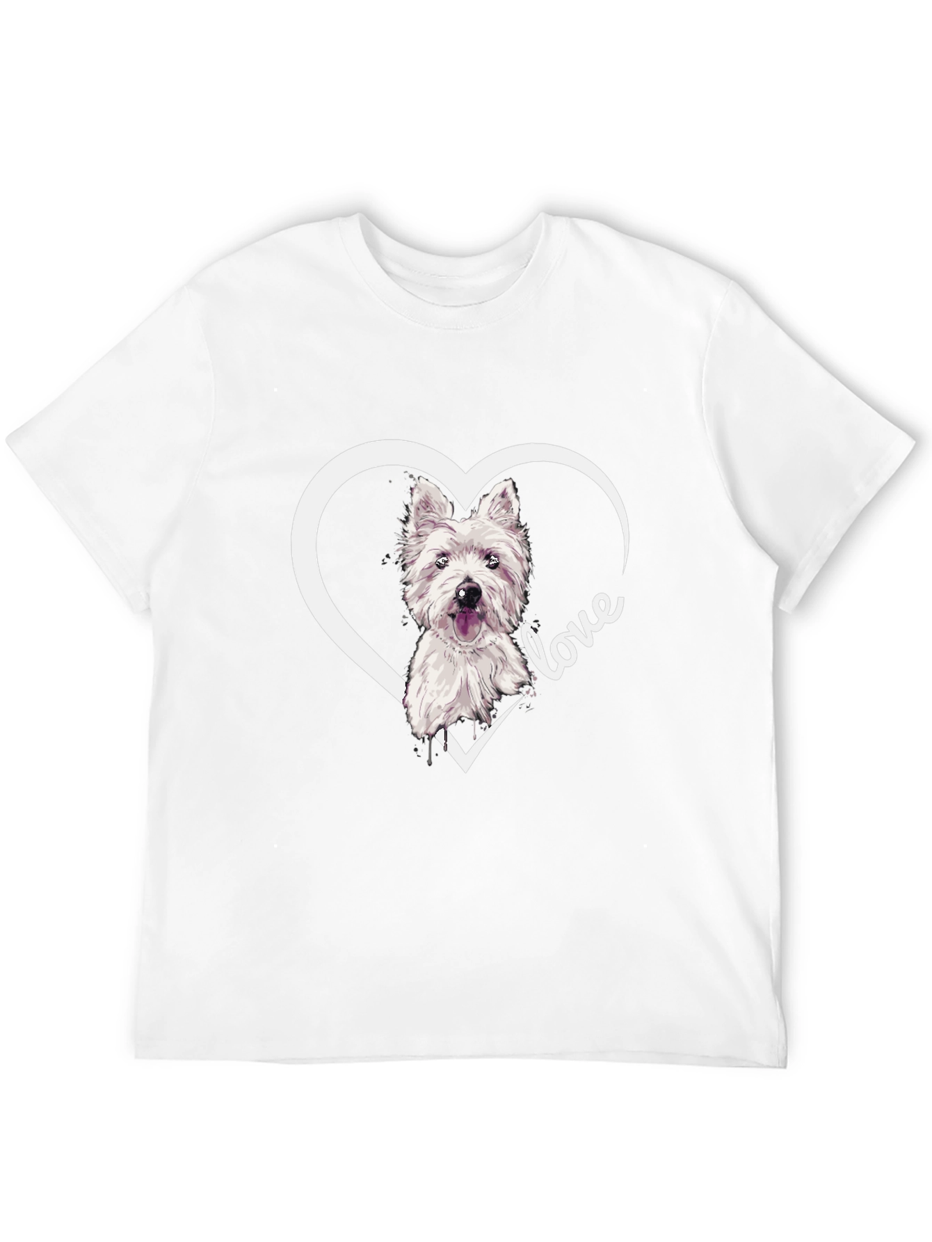 Westie Dog Love Heart T-Shirt - Black