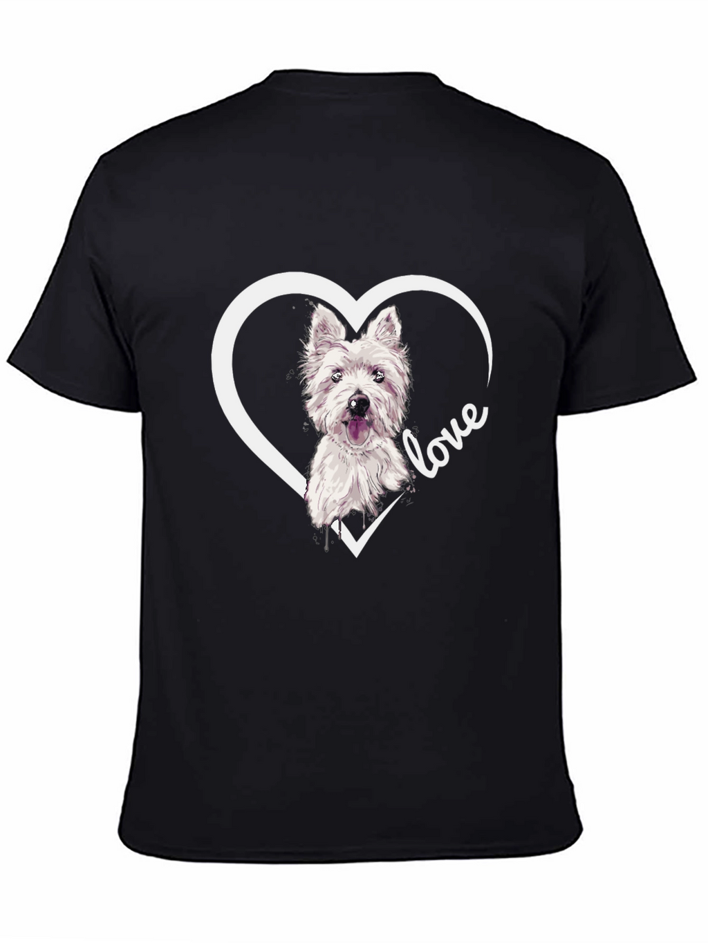 Westie Dog Love Heart T-Shirt - Black