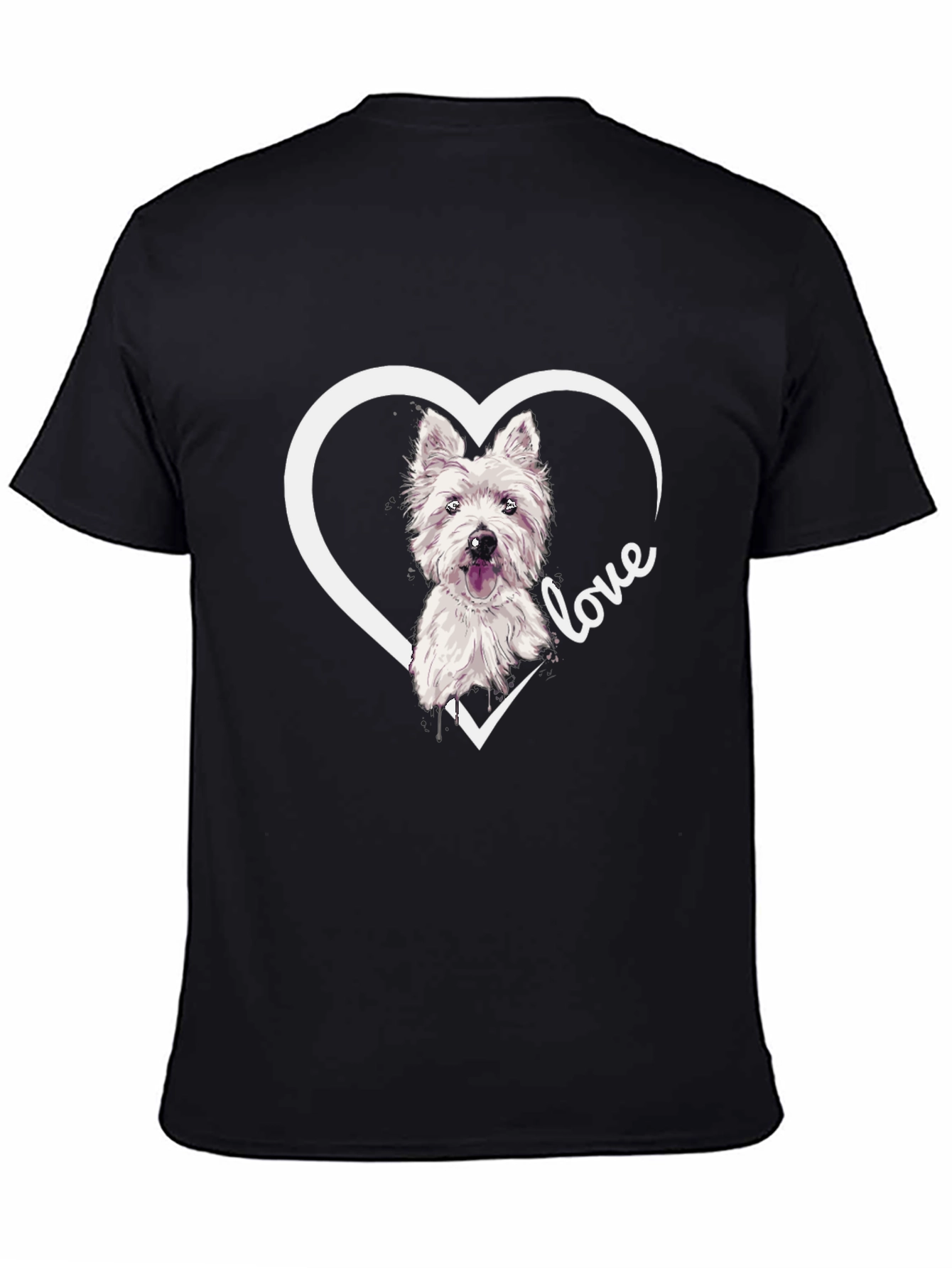 Westie Dog Love Heart T-Shirt - Black