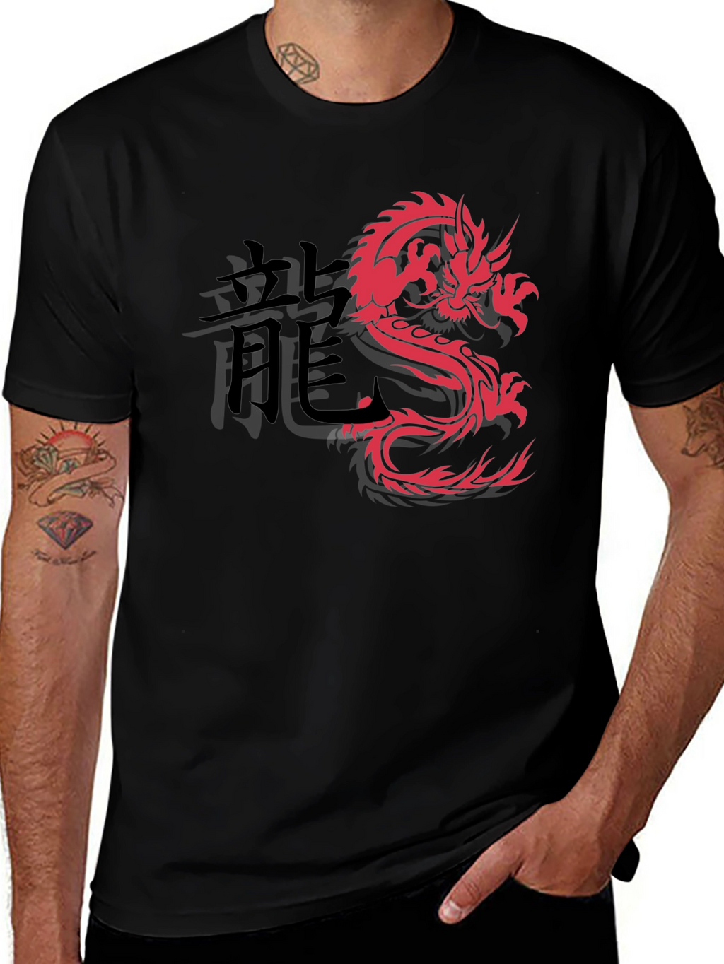 Red Dragon Graphic Black T-Shirt