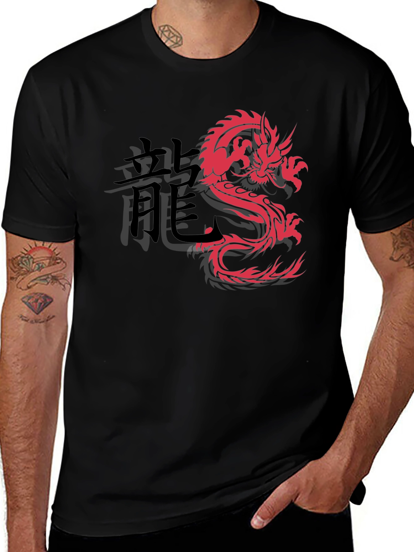 Red Dragon Graphic Black T-Shirt