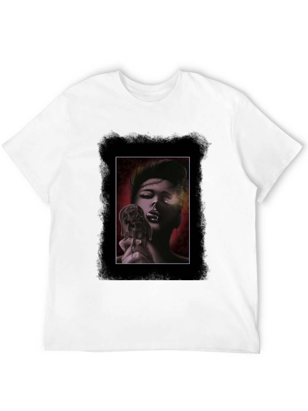 Gothic Skull Vampire Graphic Black T-Shirt