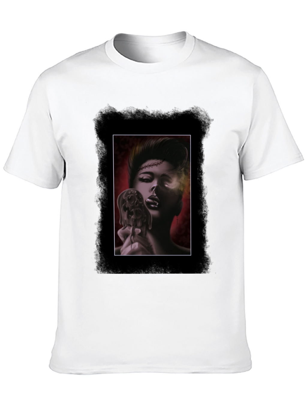 Gothic Skull Vampire Graphic Black T-Shirt