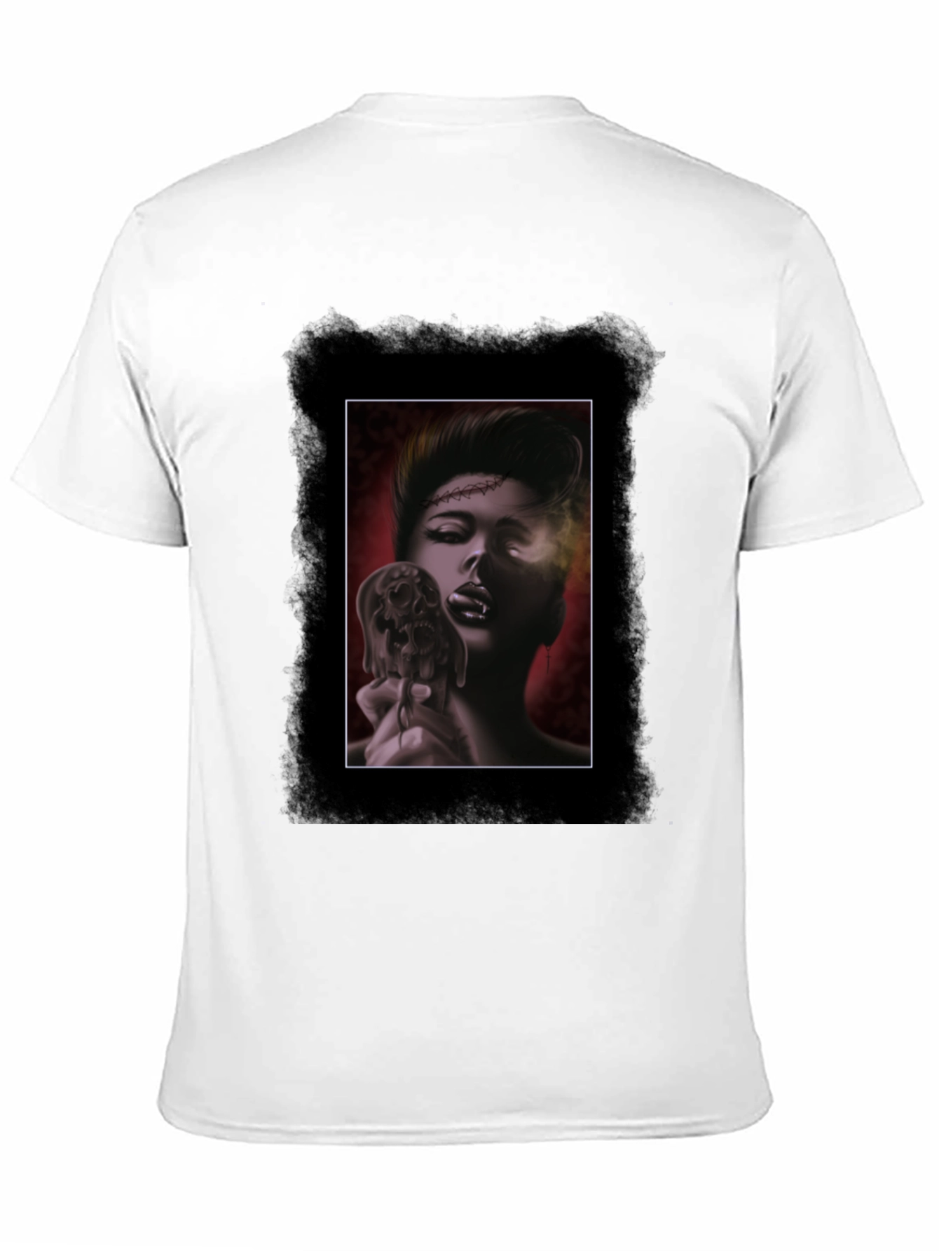 Gothic Skull Vampire Graphic Black T-Shirt