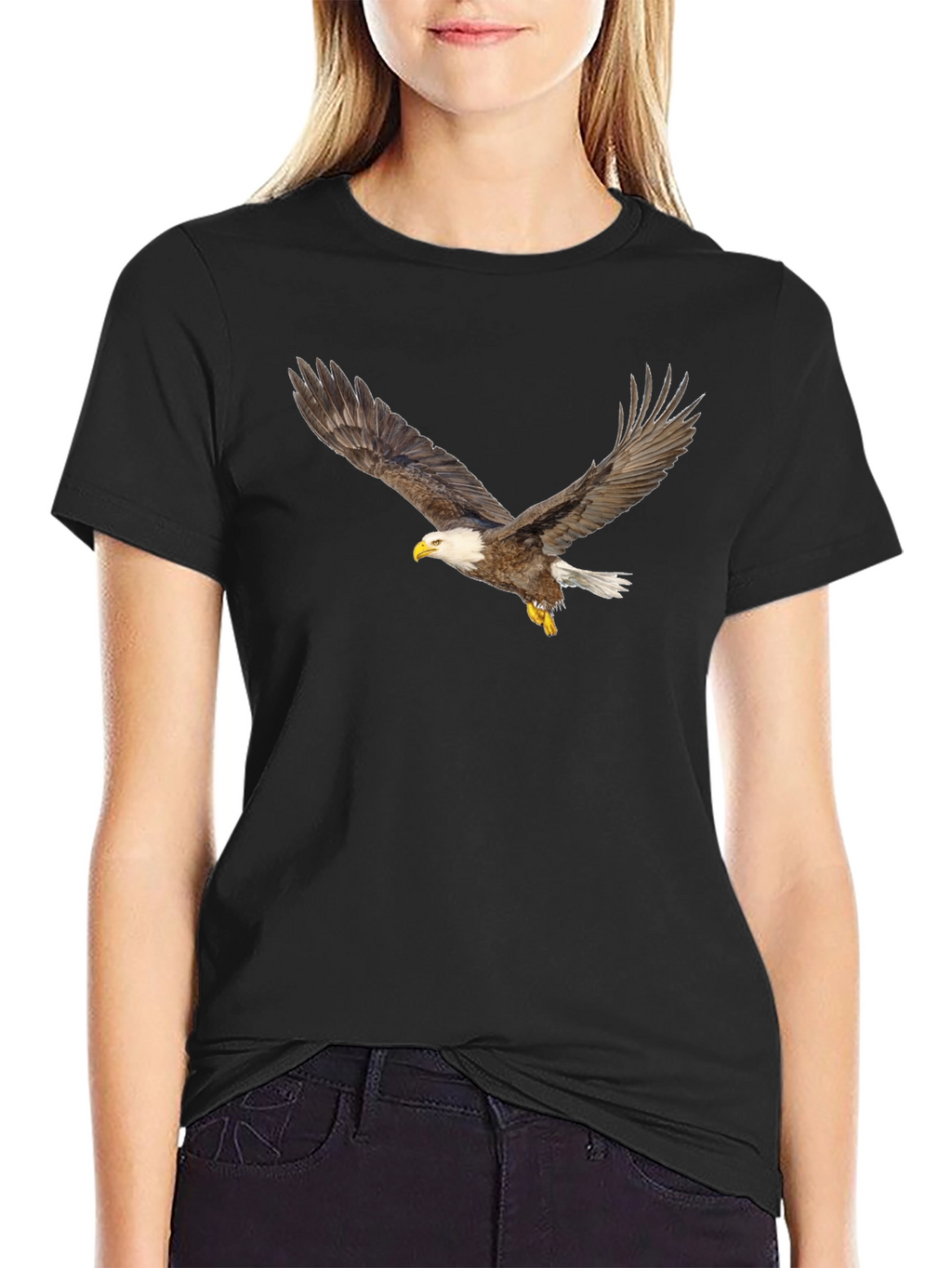 Black T-Shirt with Eagle Print