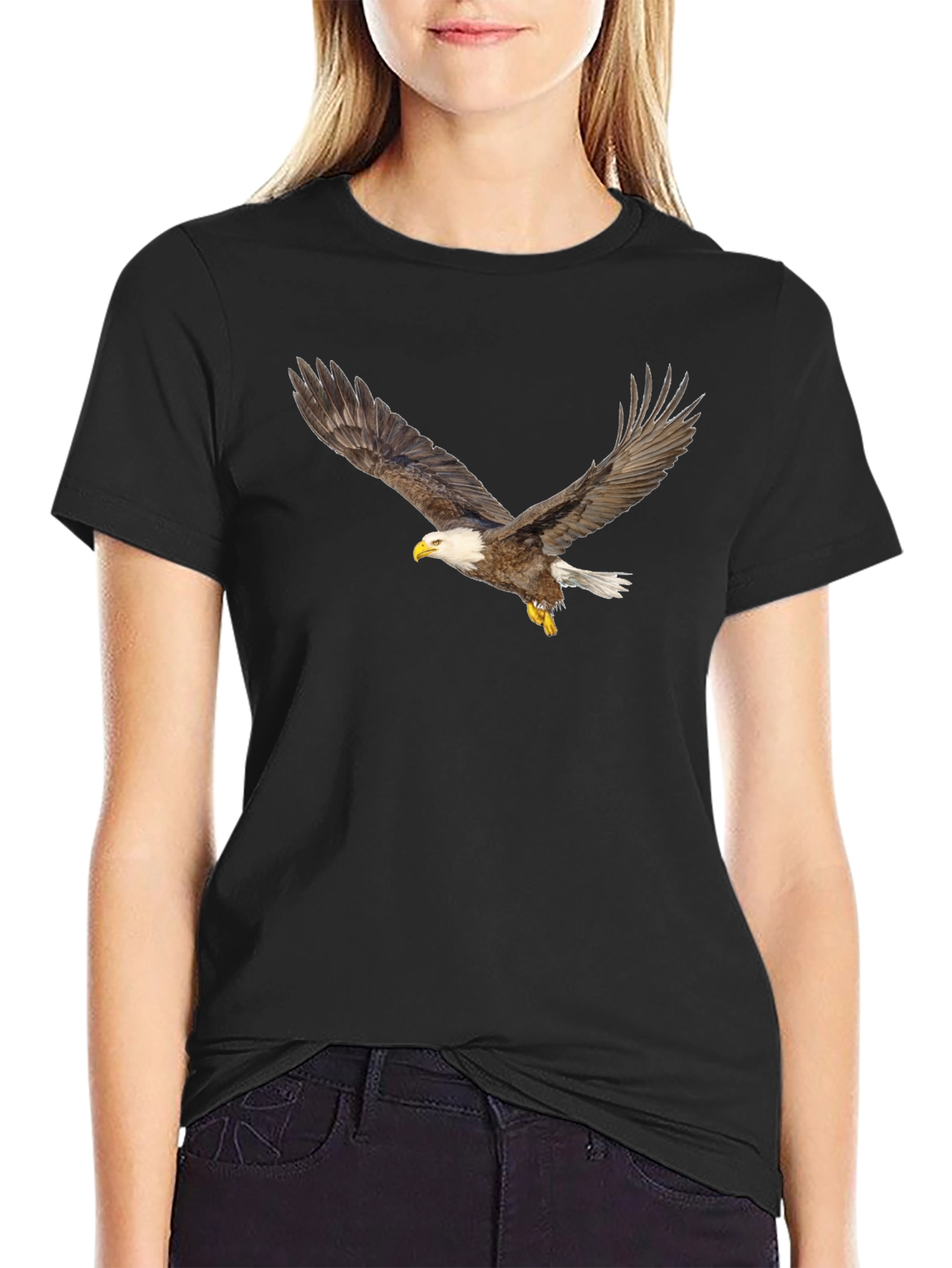 Black T-Shirt with Eagle Print