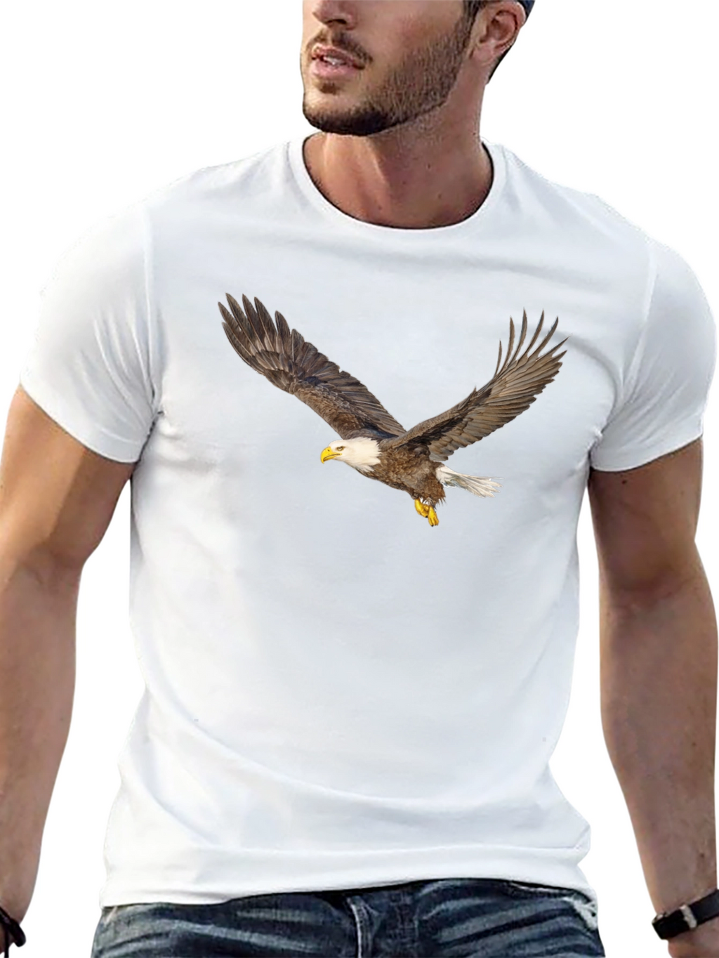 Black T-Shirt with Eagle Print