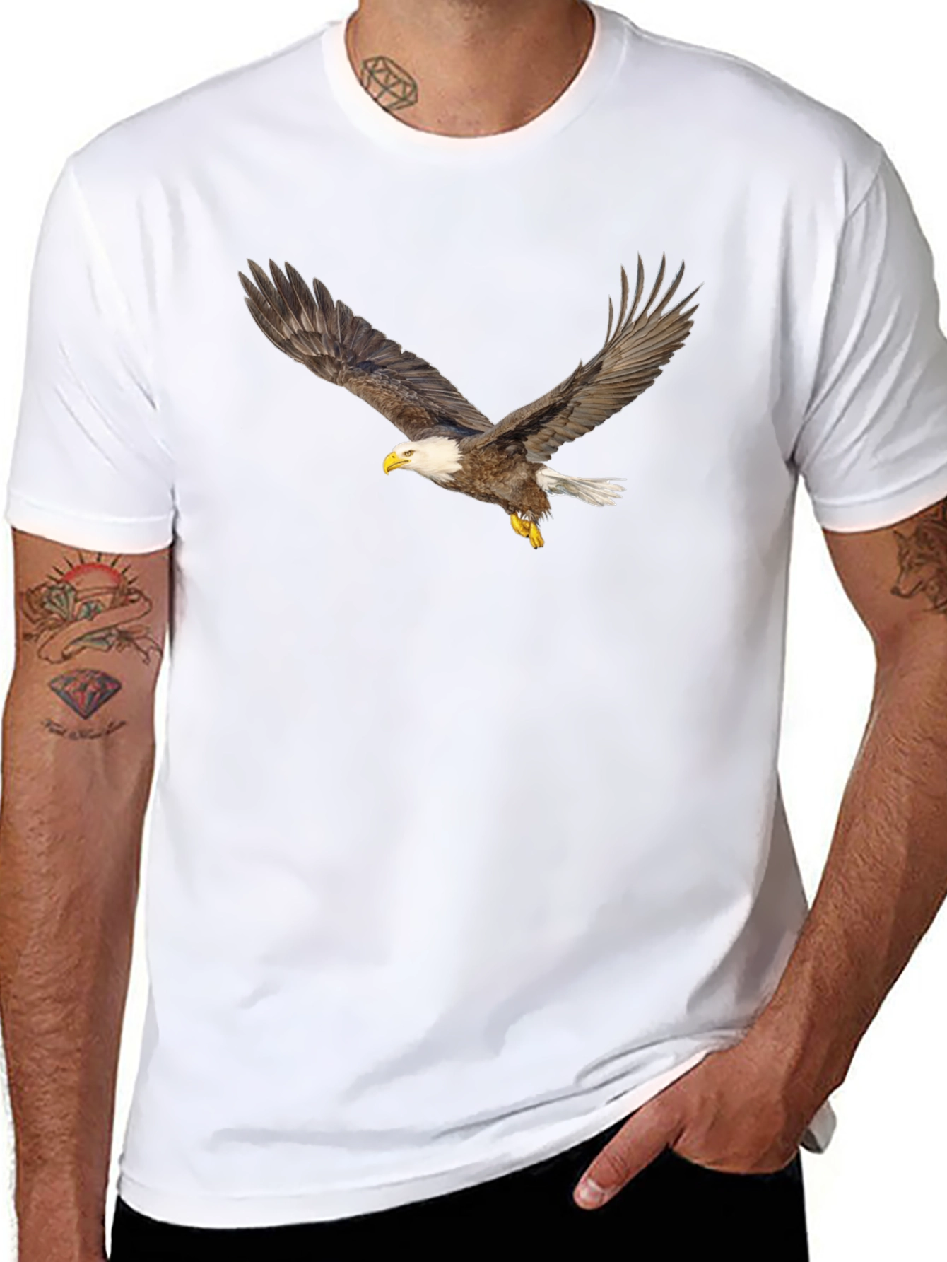 Black T-Shirt with Eagle Print
