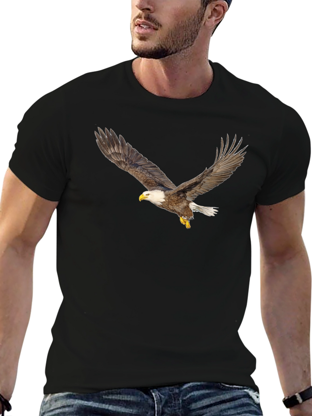 Black T-Shirt with Eagle Print