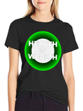 Health Is Wealth Graphic Tee - Black Casual T-Shirt