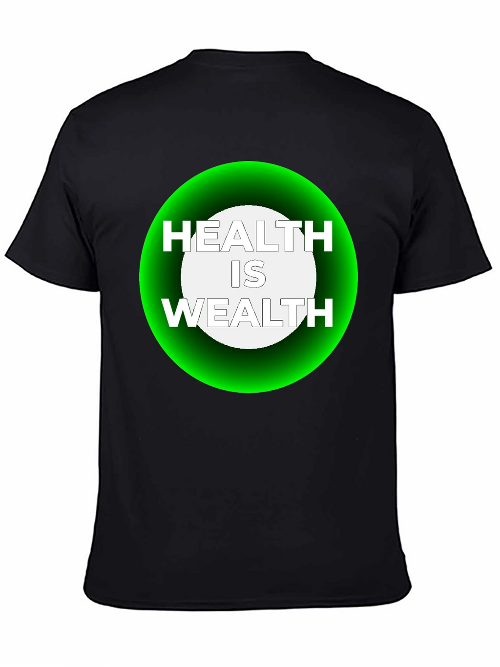 Health Is Wealth Graphic Tee - Black Casual T-Shirt