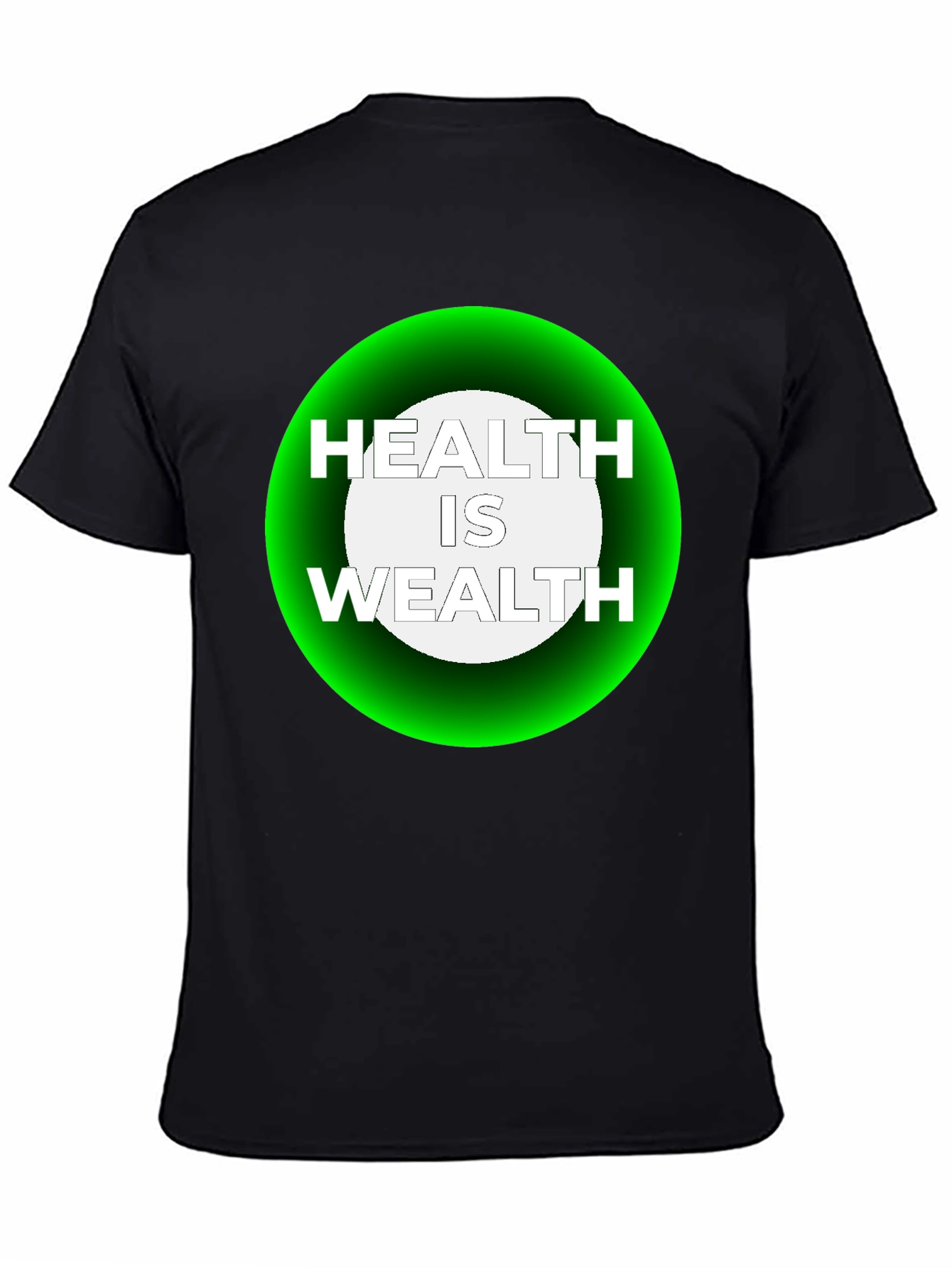Health Is Wealth Graphic Tee - Black Casual T-Shirt