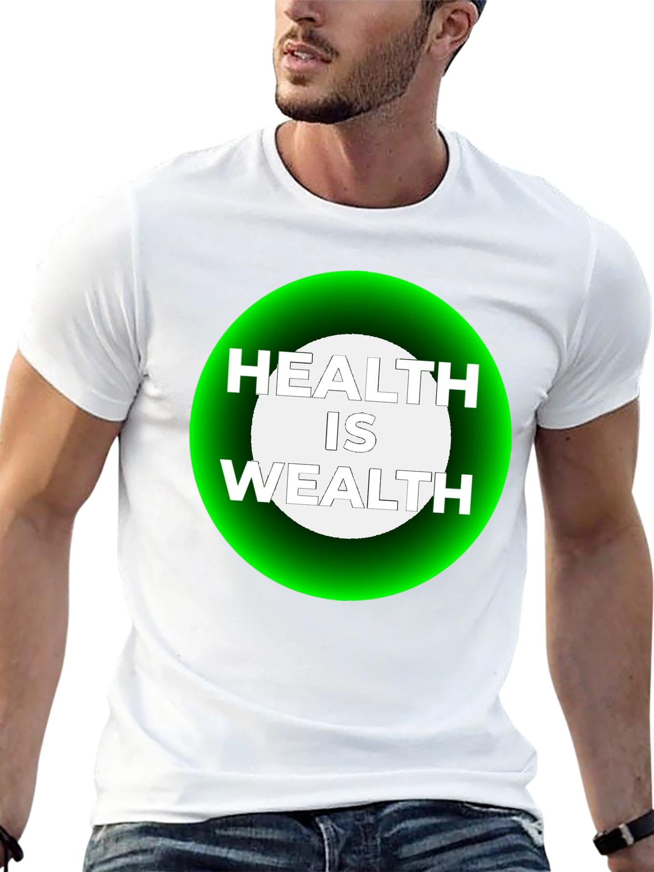 Health Is Wealth Graphic Tee - Black Casual T-Shirt