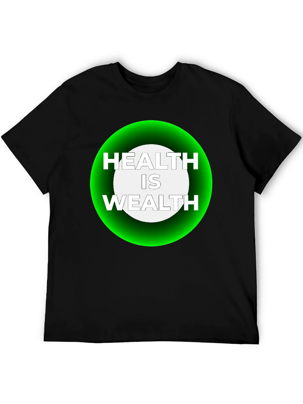Health Is Wealth Graphic Tee - Black Casual T-Shirt
