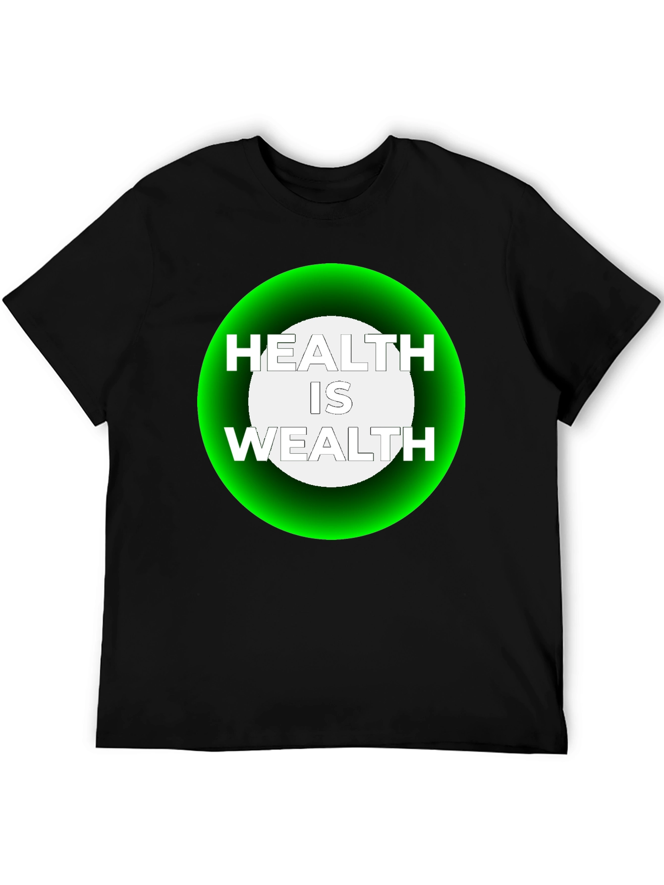 Health Is Wealth Graphic Tee - Black Casual T-Shirt