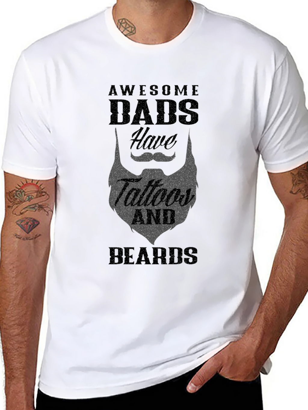 Awesome Dads Tattoos & Beards Graphic Tee