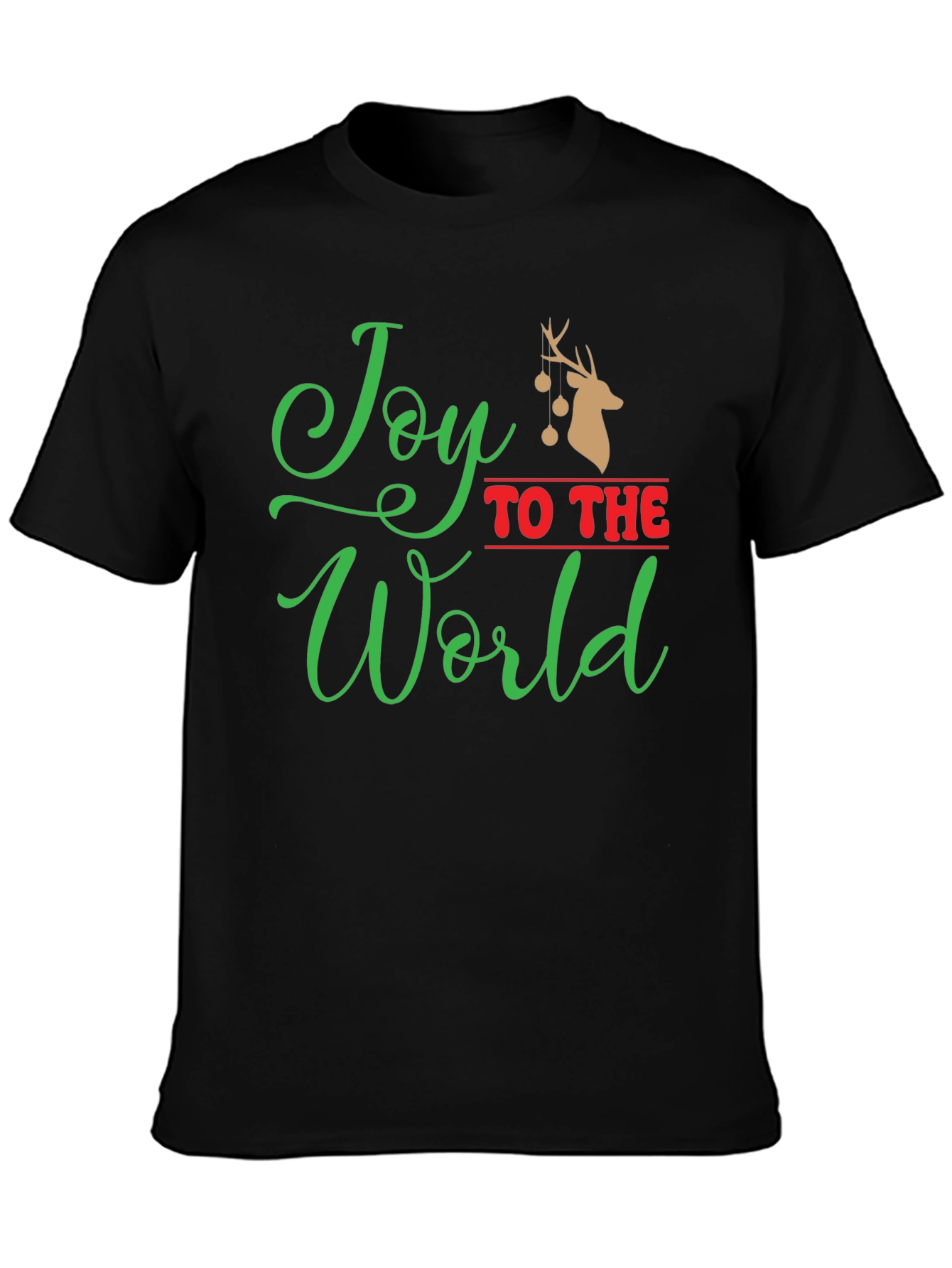 Joy To The World Christmas Graphic Tee - Black
