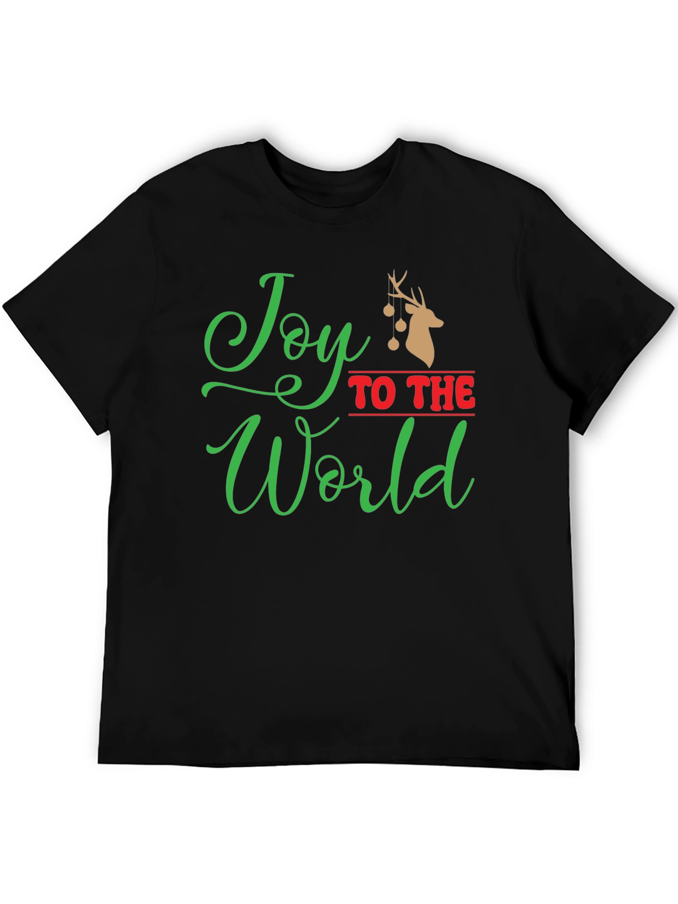 Joy To The World Christmas Graphic Tee - Black