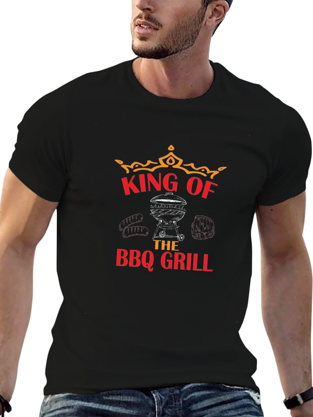 King of the BBQ Grill Black T-Shirt