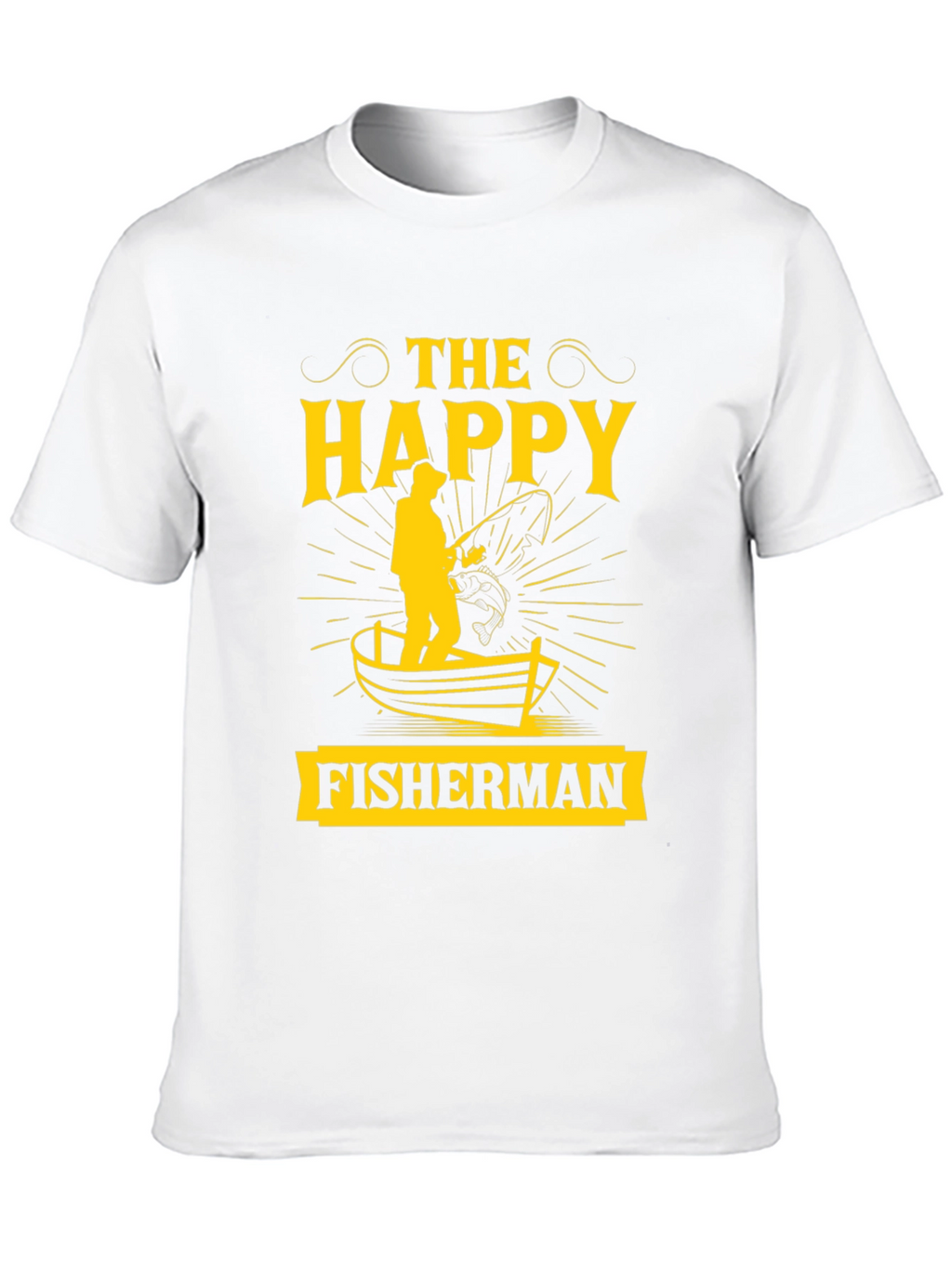 The Happy Fisherman Black Graphic T-Shirt