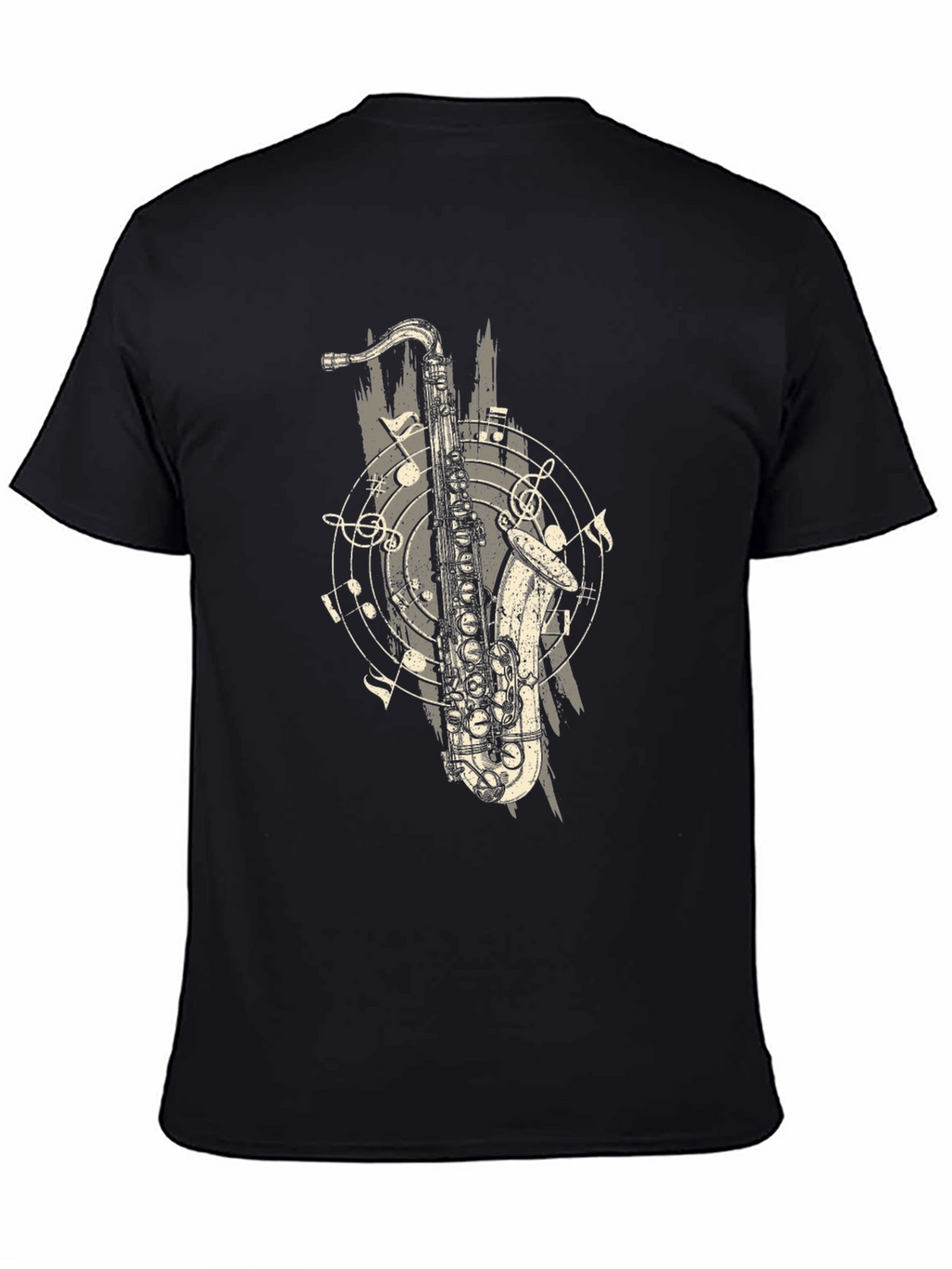 Saxophone Graphic Print Black T-Shirt