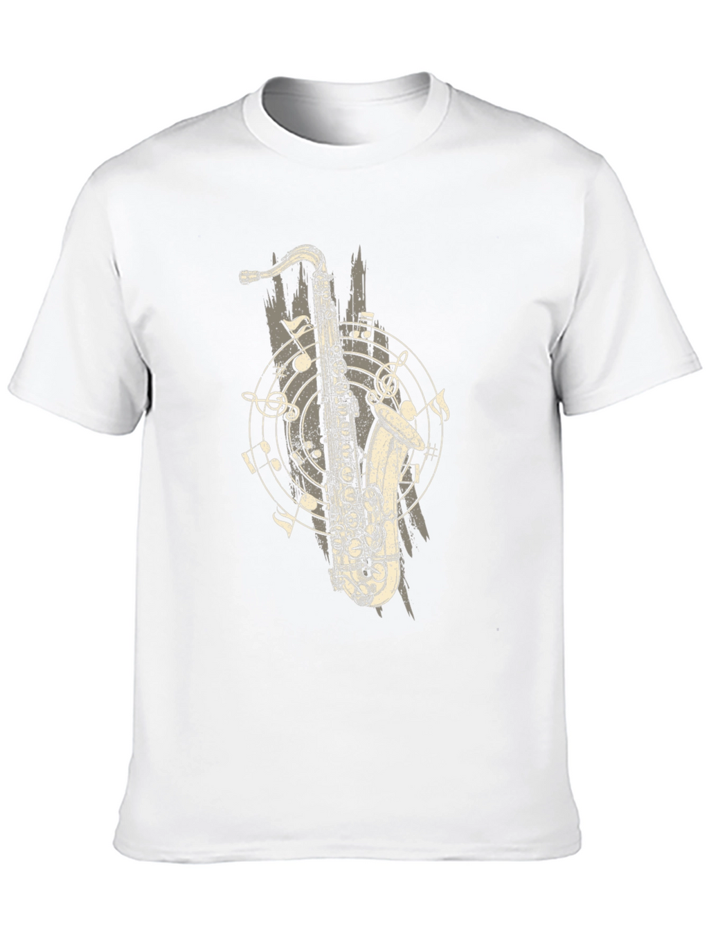 Saxophone Graphic Print Black T-Shirt