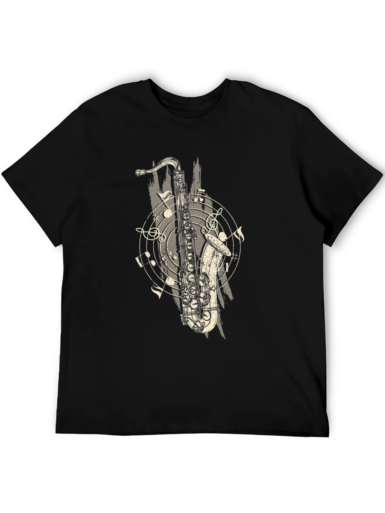 Saxophone Graphic Print Black T-Shirt