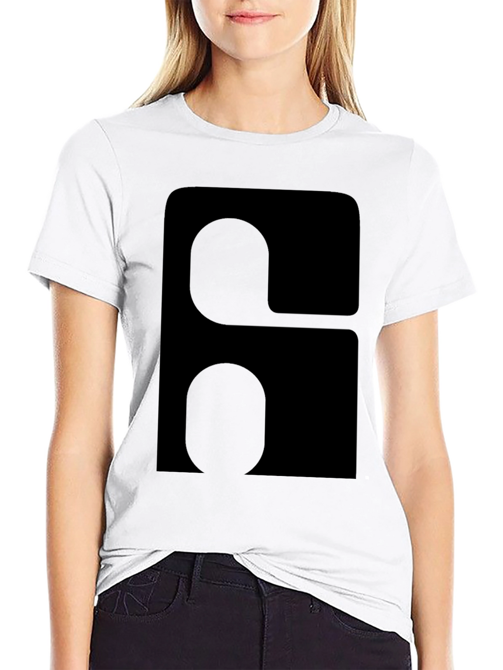 Modern Graphic Tee - Black Rounded Square Design