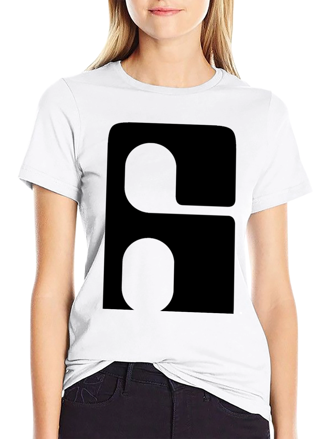 Modern Graphic Tee - Black Rounded Square Design