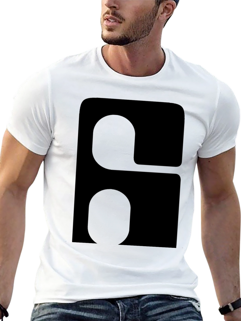 Modern Graphic Tee - Black Rounded Square Design