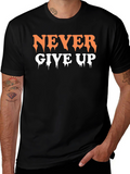 Never Give Up Black Graphic T-Shirt