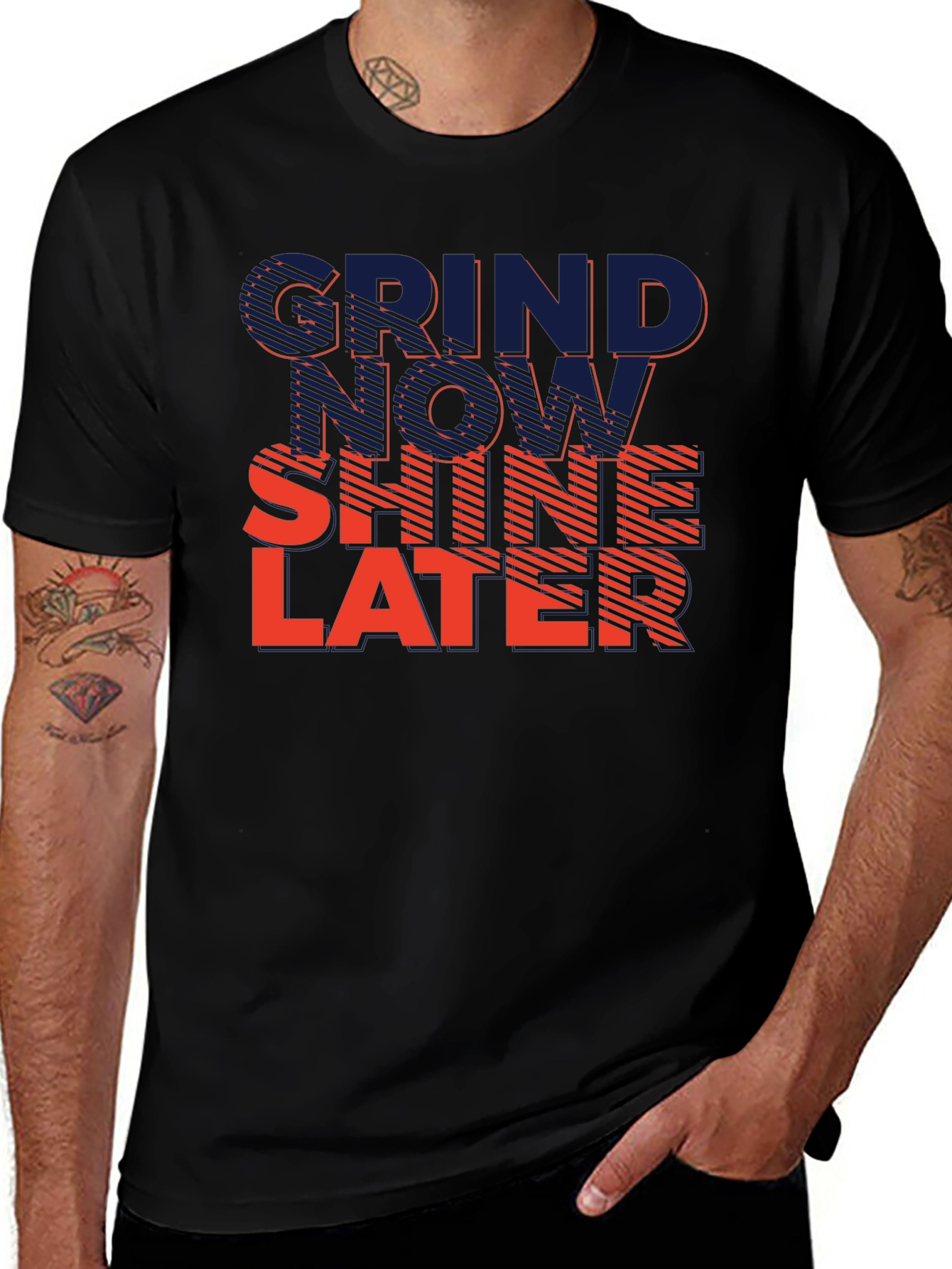 Grind Now Shine Later Graphic Tee - Black