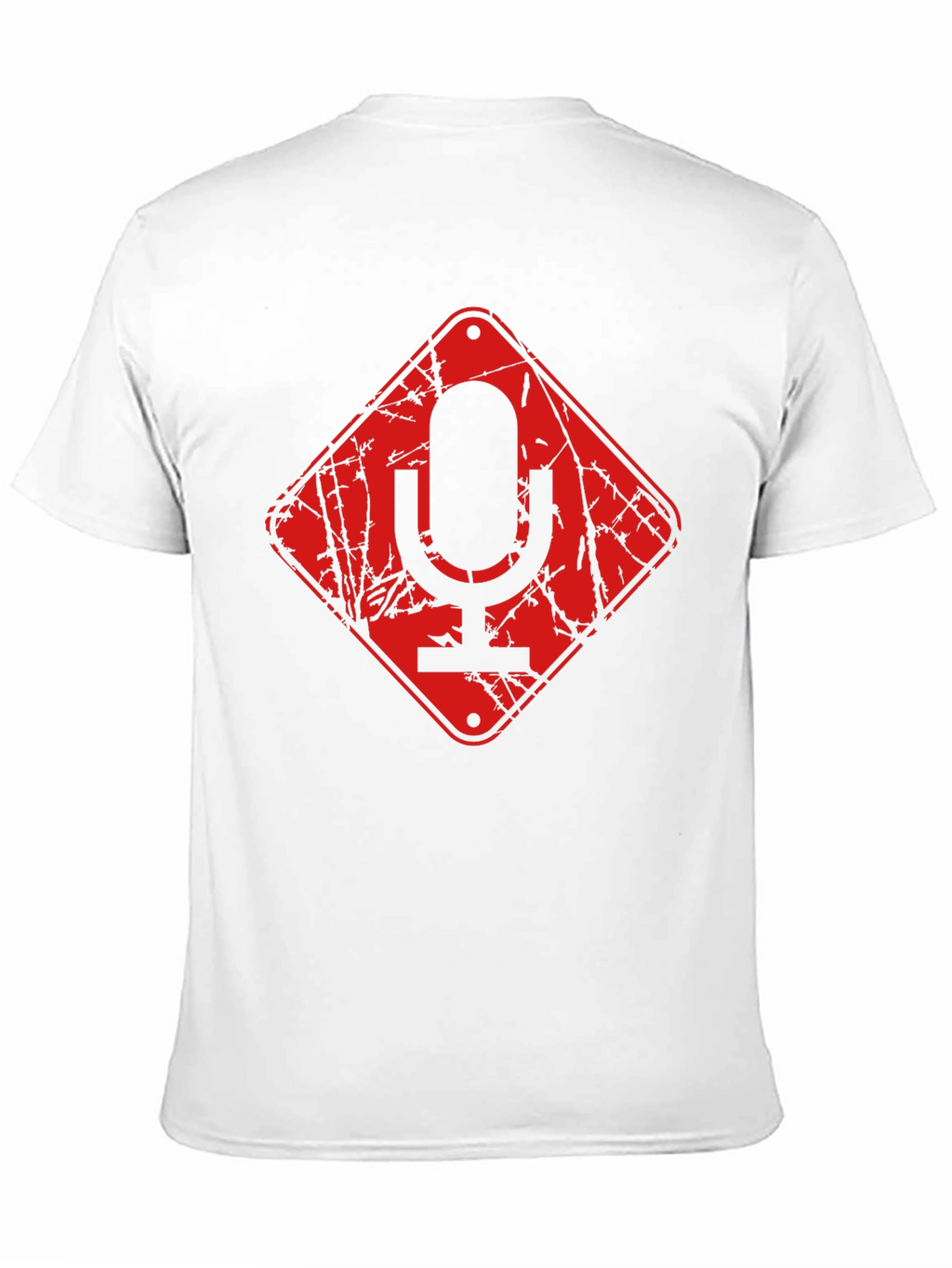 Red Microphone Warning Black T-Shirt