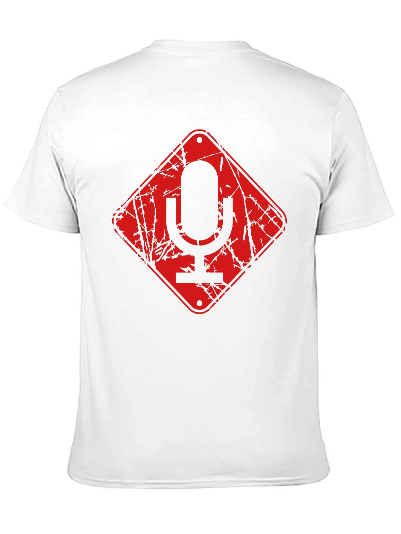Red Microphone Warning Black T-Shirt