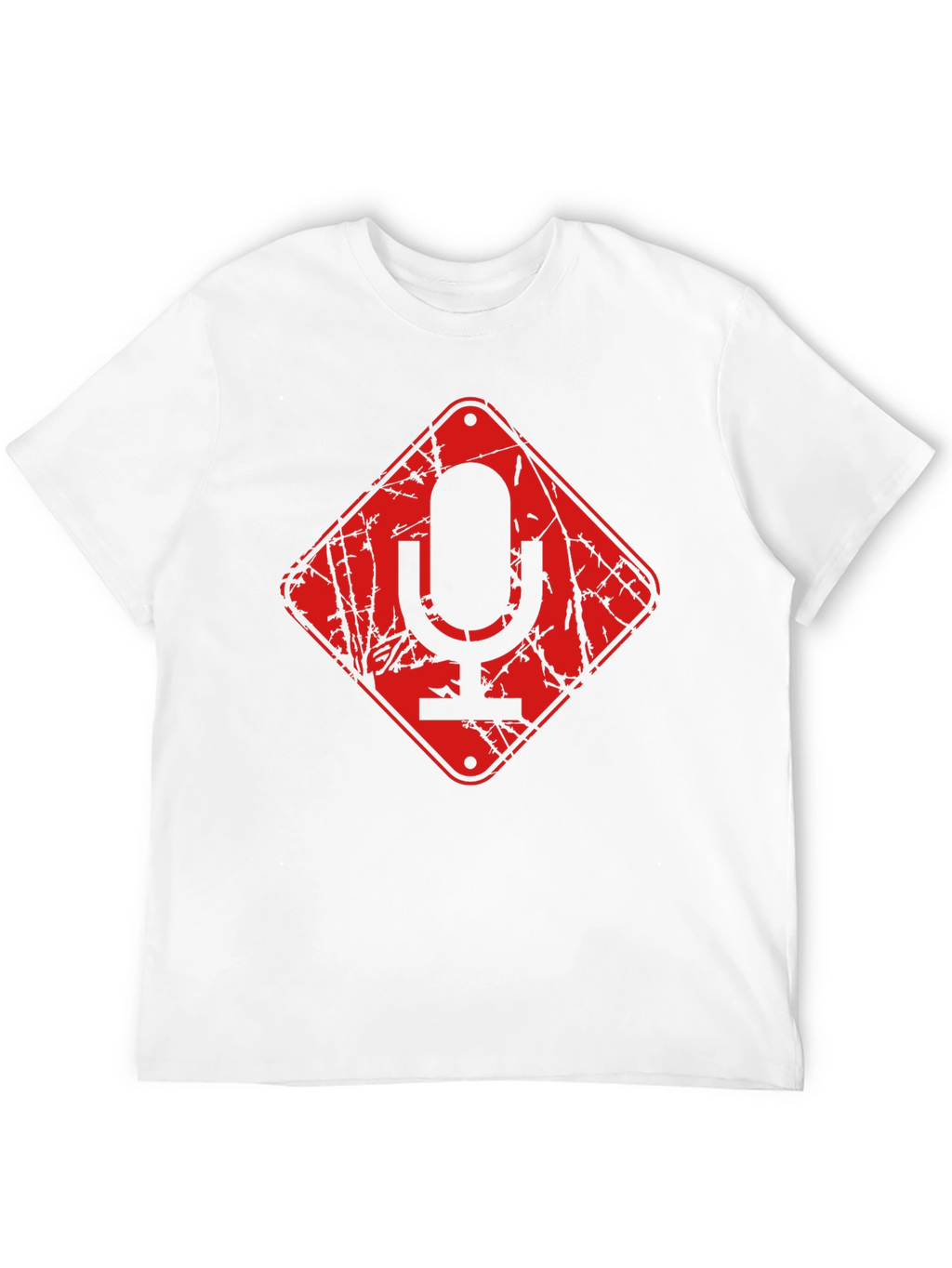 Red Microphone Warning Black T-Shirt