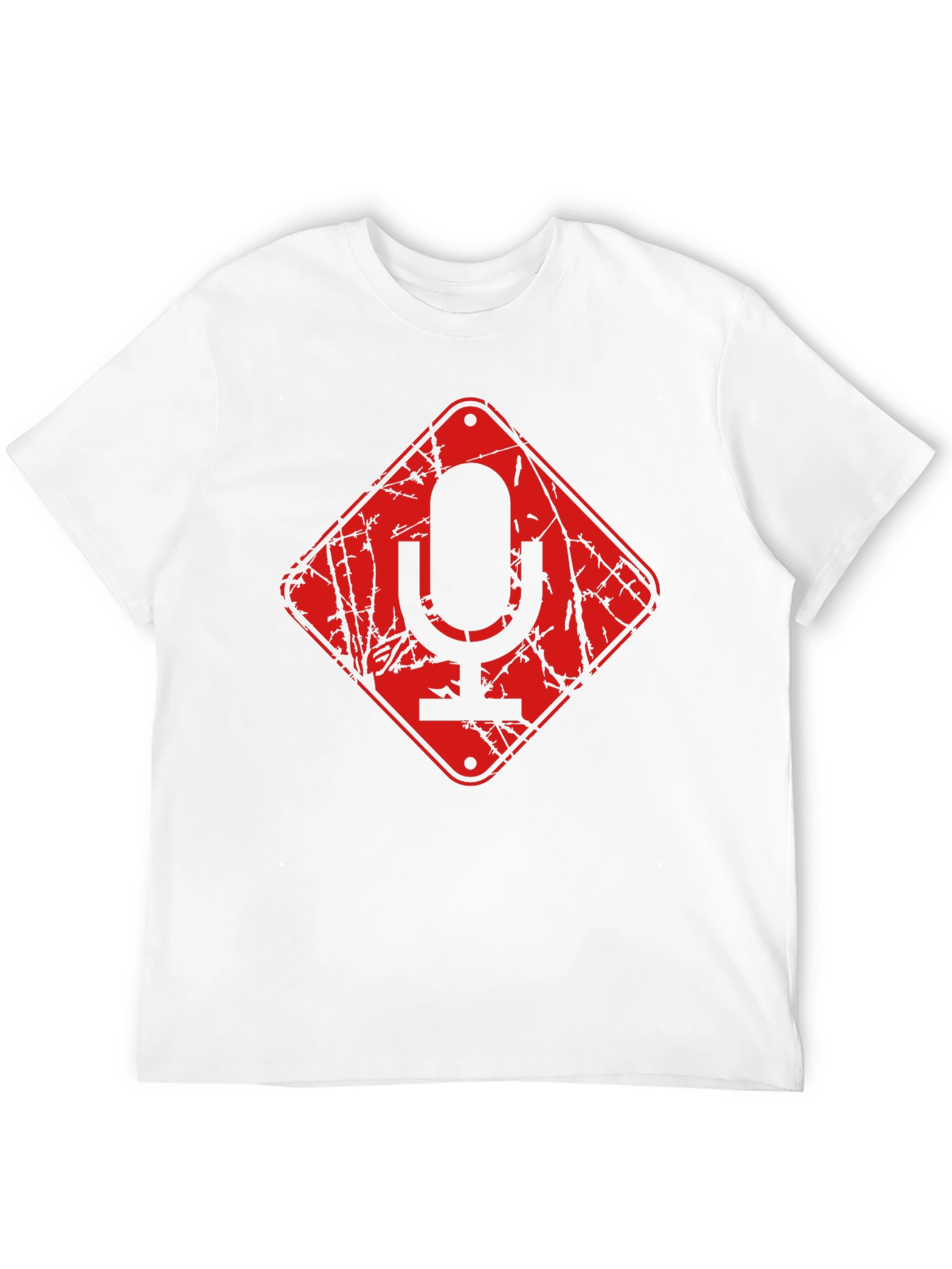Red Microphone Warning Black T-Shirt