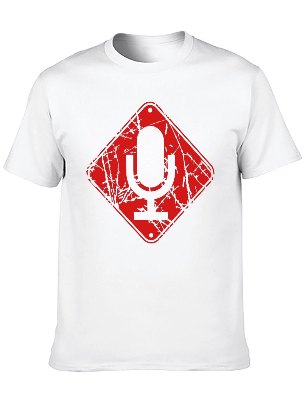 Red Microphone Warning Black T-Shirt