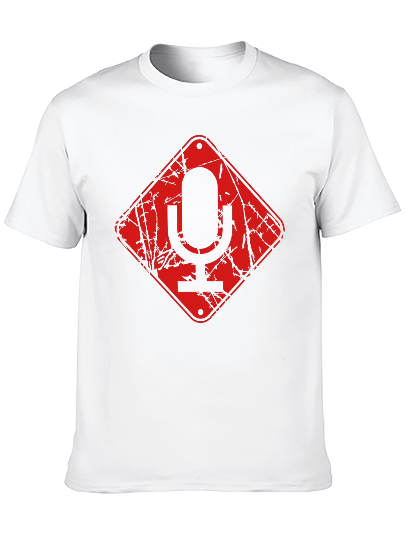 Red Microphone Warning Black T-Shirt