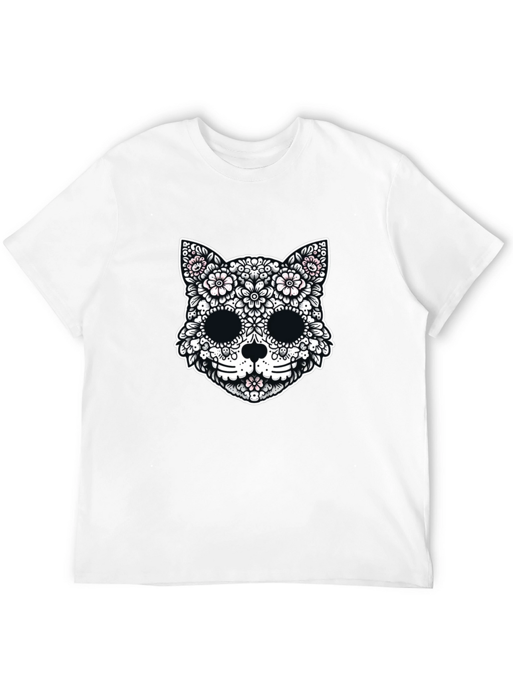 Floral Cat Sugar Skull Graphic Tee