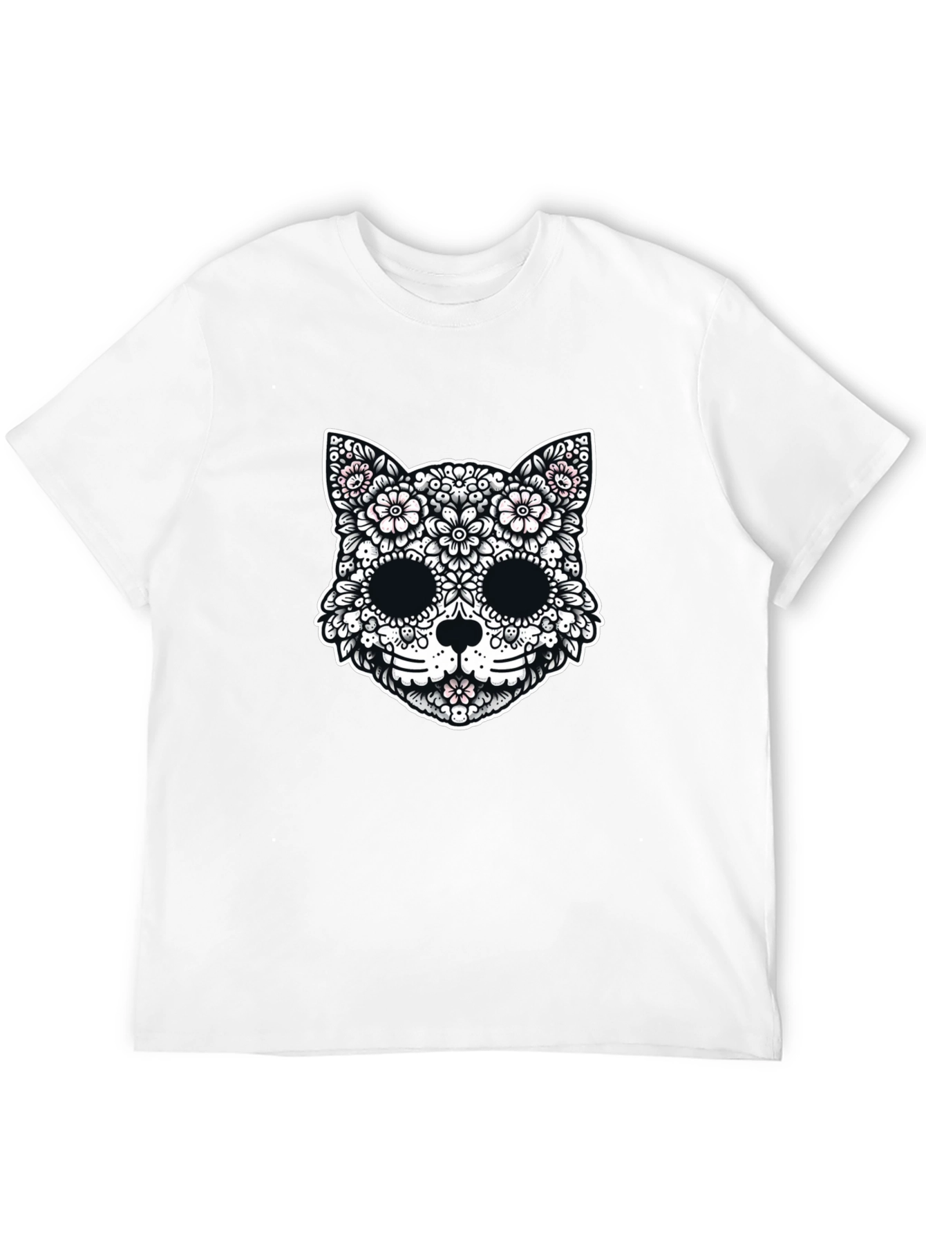 Floral Cat Sugar Skull Graphic Tee
