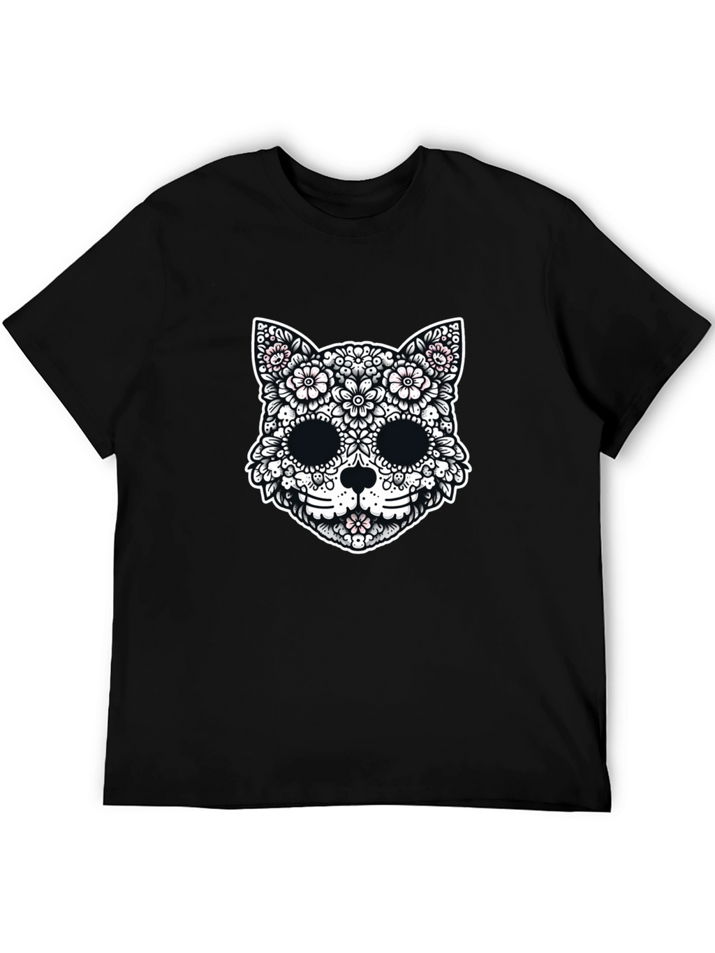 Floral Cat Sugar Skull Graphic Tee