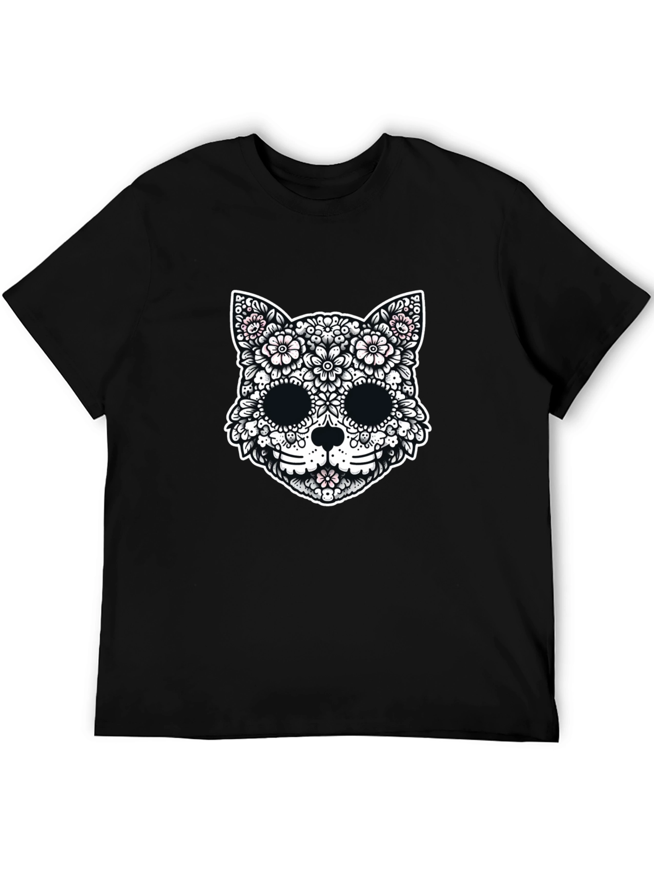 Floral Cat Sugar Skull Graphic Tee