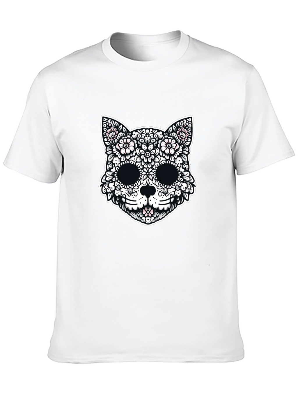 Floral Cat Sugar Skull Graphic Tee