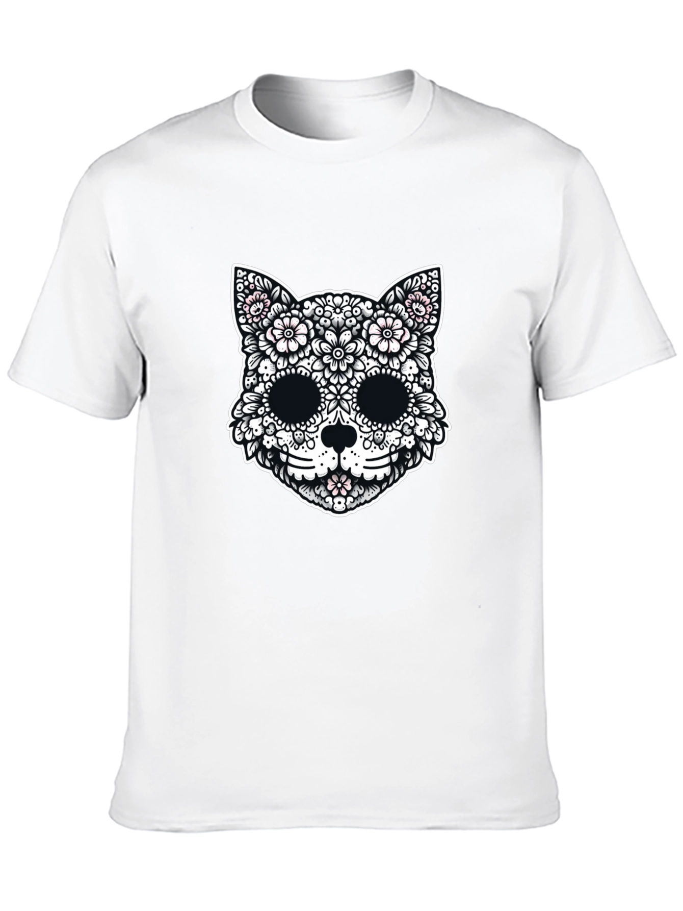 Floral Cat Sugar Skull Graphic Tee